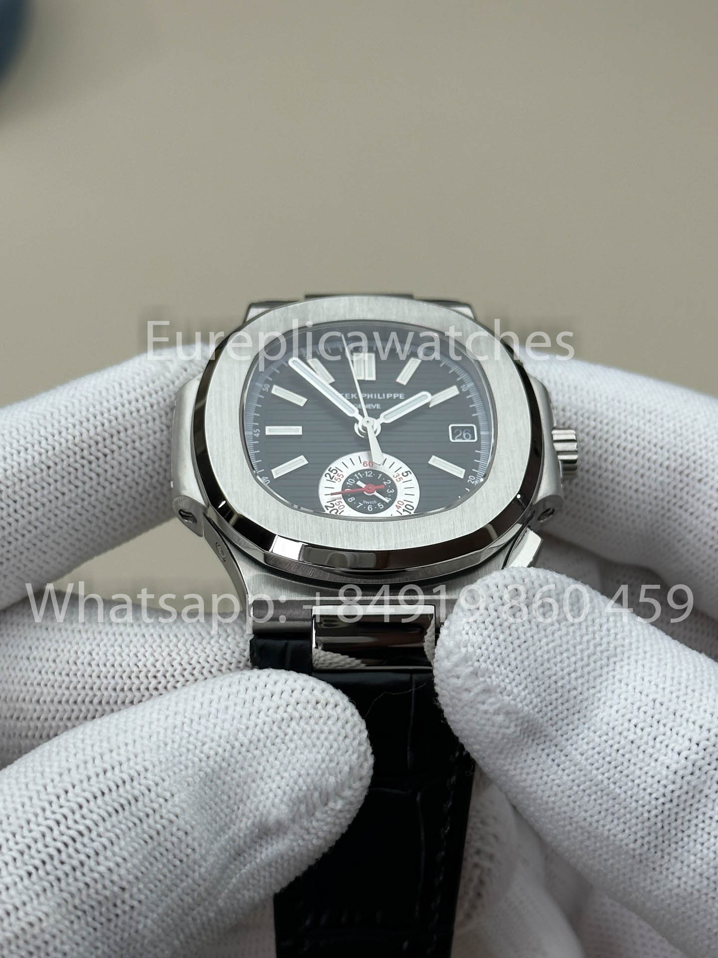 Patek Philippe Nautilus 5980/1A-001 versão melhor 1:1 3K Fabbrica V3 atualizado Pelle cinturino Grigio quadrante