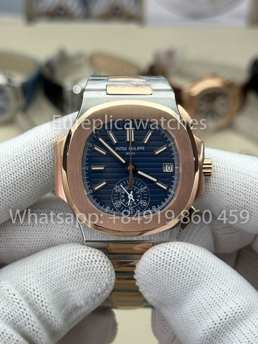 Patek Philippe Nautilus 5980/1AR-001 versione migliore 1:1 3K Fabbrica V3 Upgraded Edizione quadrante blu