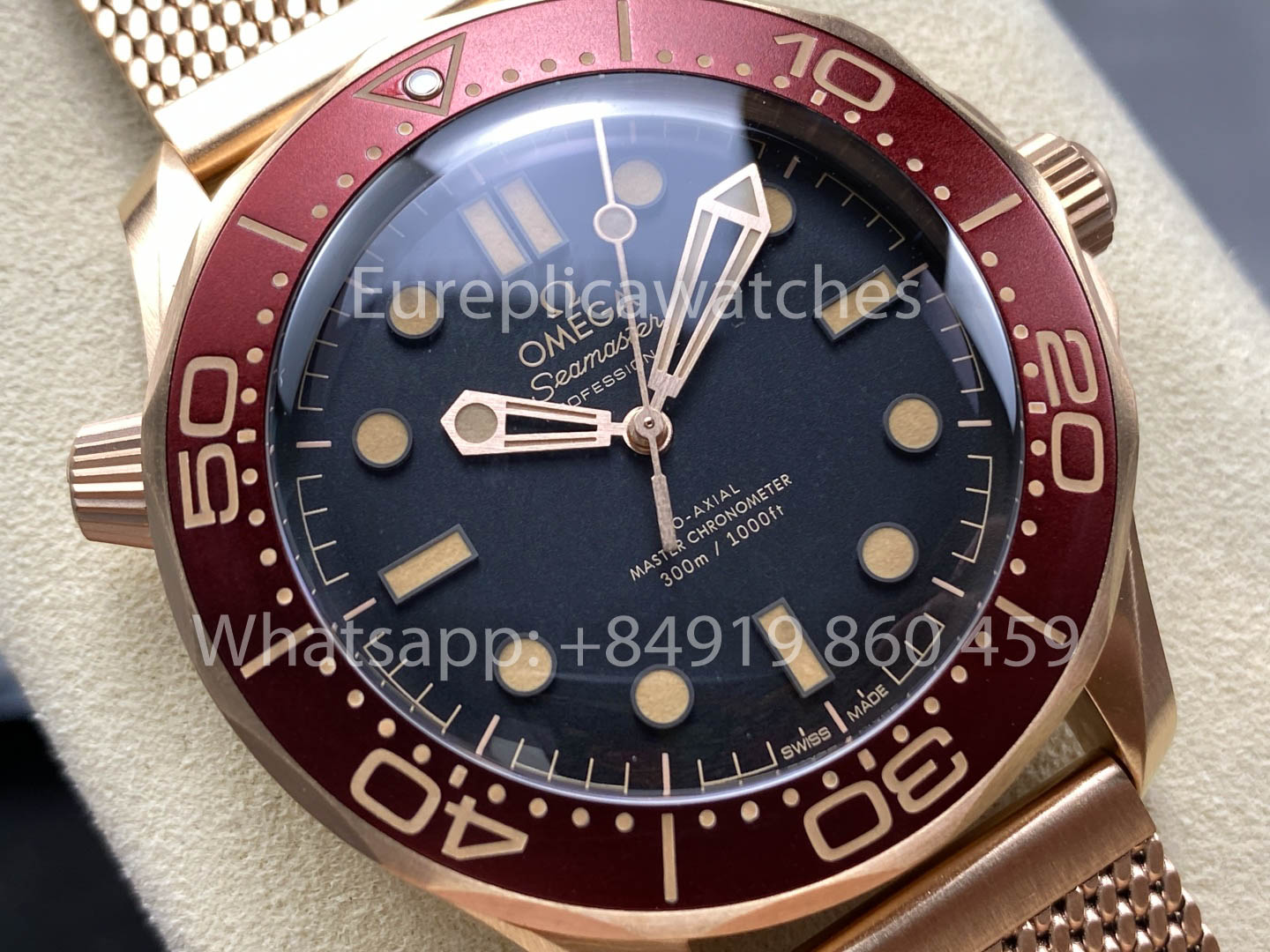 Omega Seamaster 220.50.43.22.02.001 Bronze Oro e Borgonha 1:1 Super Clone VS Fabricbrica Ultra-Light