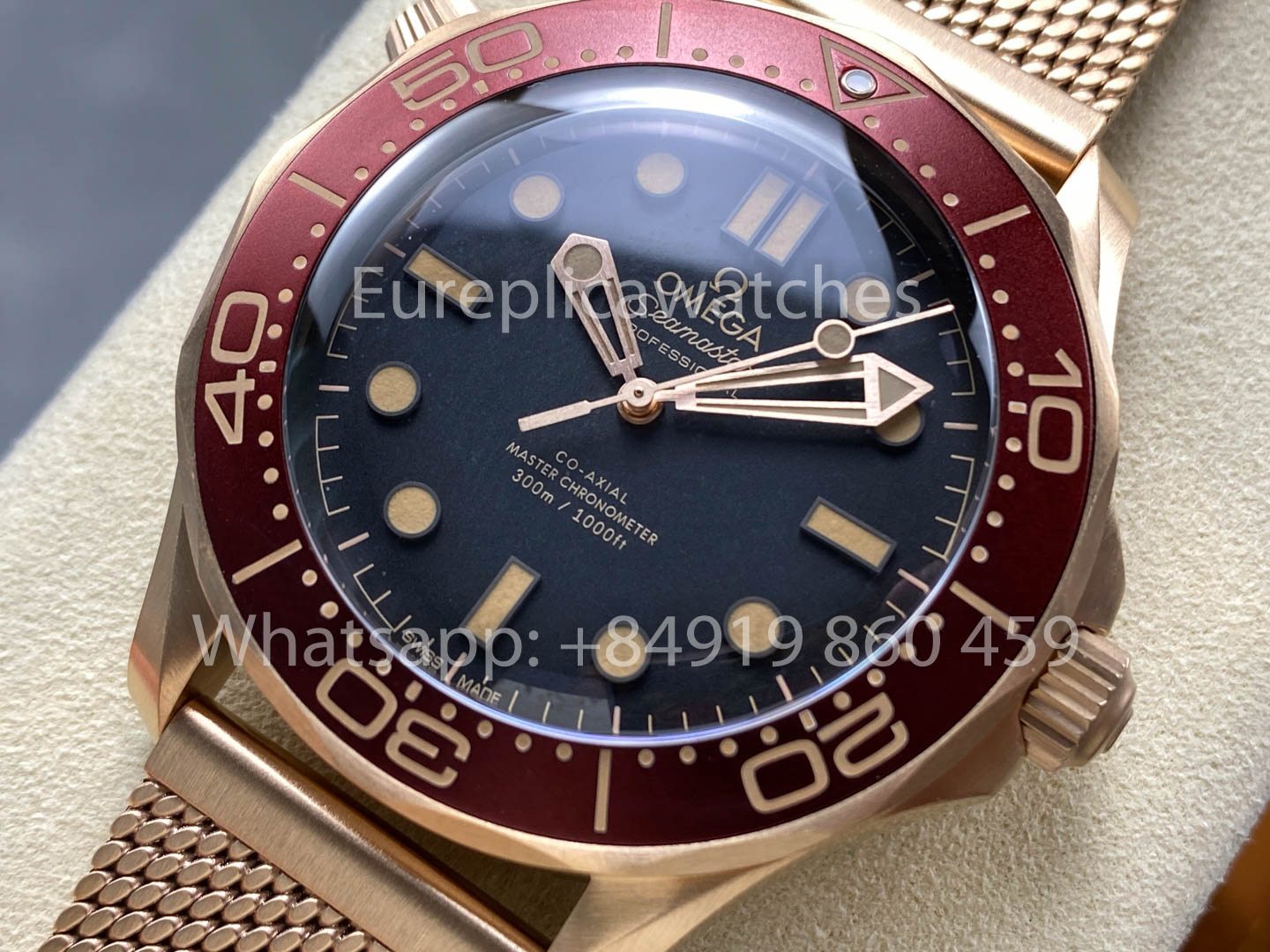 Omega Seamaster 220.50.43.22.02.001 Bronze Oro e Borgonha 1:1 Super Clone VS Fabricbrica Ultra-Light