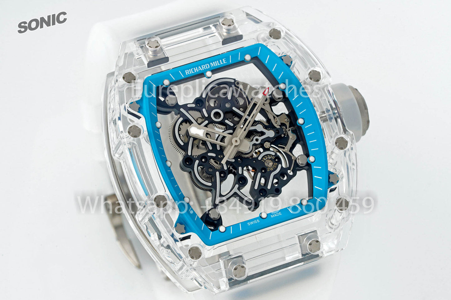 RICHARD MILLE RM055 AET REMOULD Transparent Blue cinturino versione migliore 1:1 Sonic Fabbrica