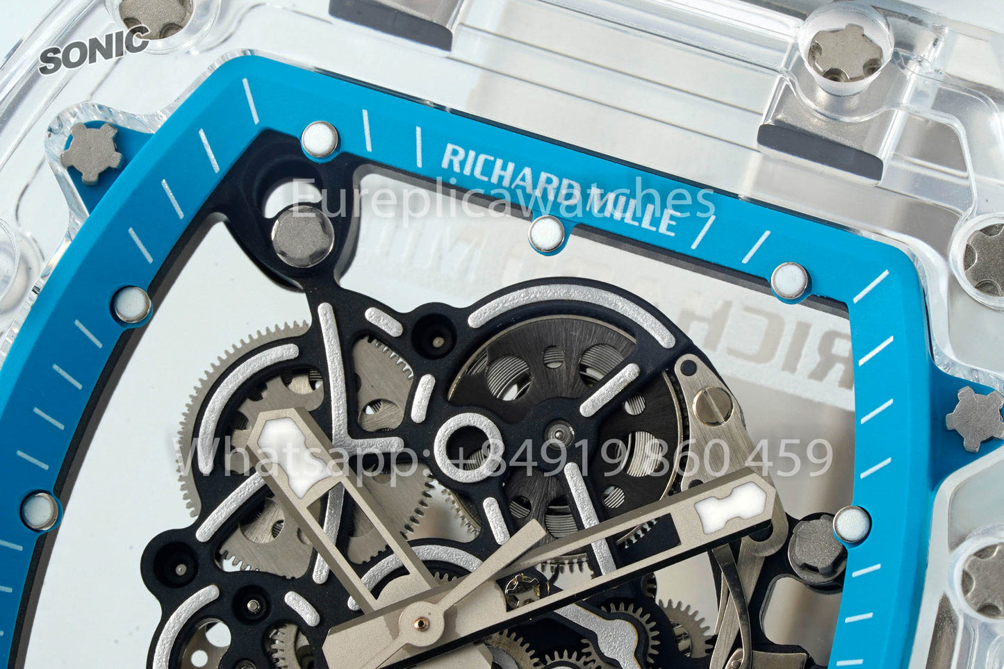 RICHARD MILLE RM055 AET REMOULD Transparent Blue cinturino versione migliore 1:1 Sonic Fabbrica