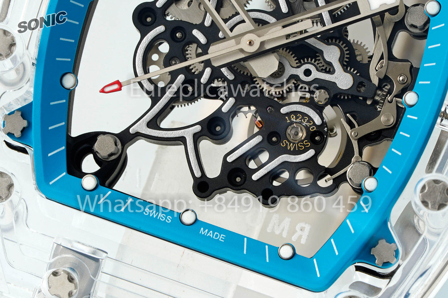 RICHARD MILLE RM055 AET REMOULD Transparent Blue cinturino versione migliore 1:1 Sonic Fabbrica