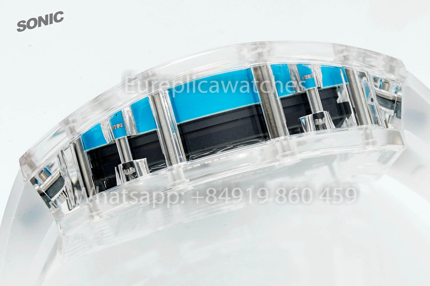 RICHARD MILLE RM055 AET REMOULD Transparent Blue cinturino versione migliore 1:1 Sonic Fabbrica