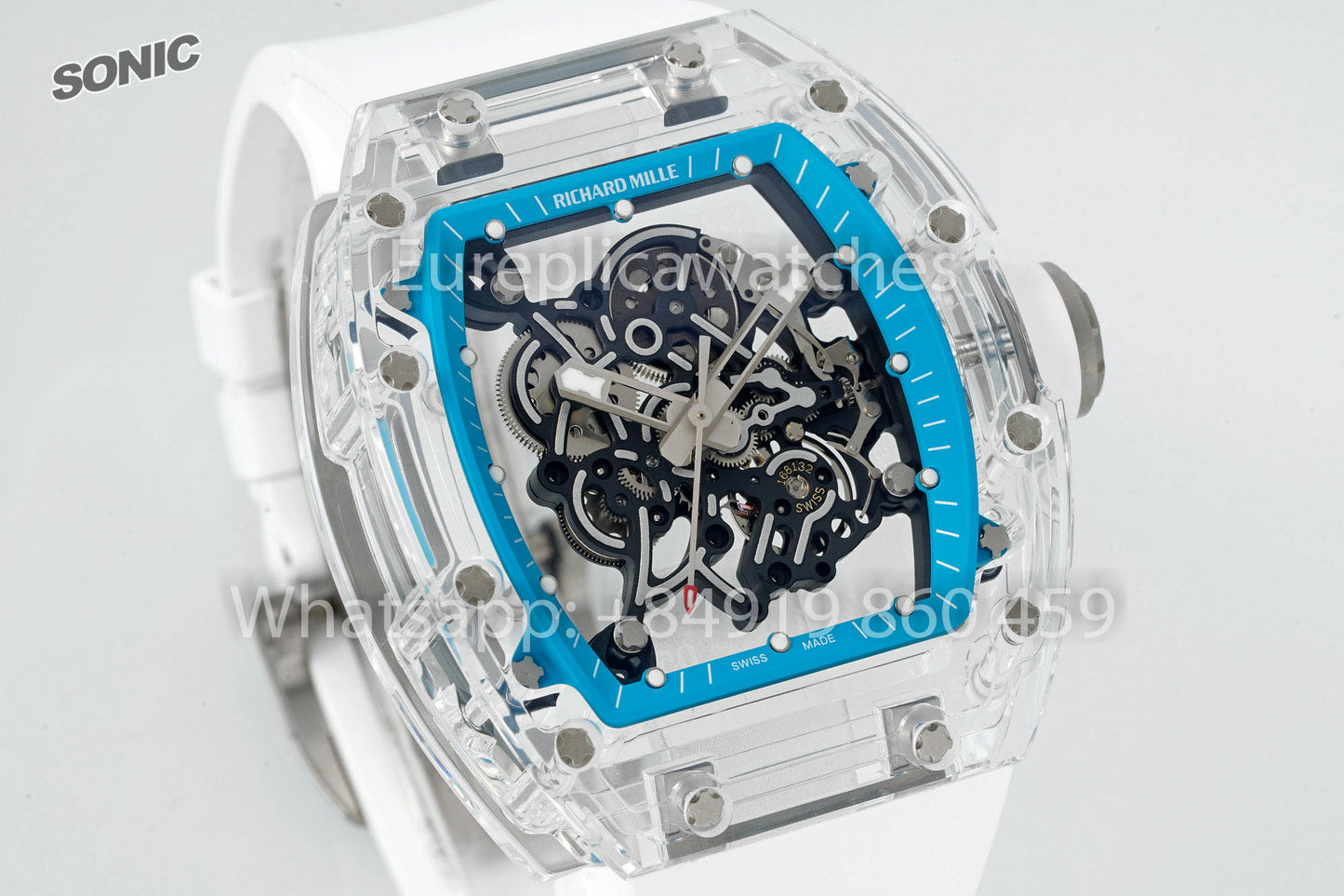 RICHARD MILLE RM055 AET REMOULD Branco Azul cinturino versão melhor 1:1 Sonic Fabbrica