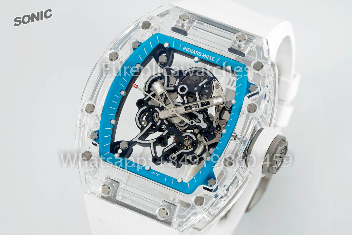 RICHARD MILLE RM055 AET REMOULD Branco Azul cinturino versão melhor 1:1 Sonic Fabbrica