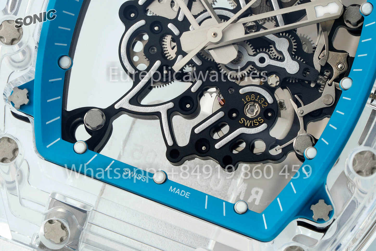 RICHARD MILLE RM055 AET REMOULD Branco Azul cinturino versão melhor 1:1 Sonic Fabbrica