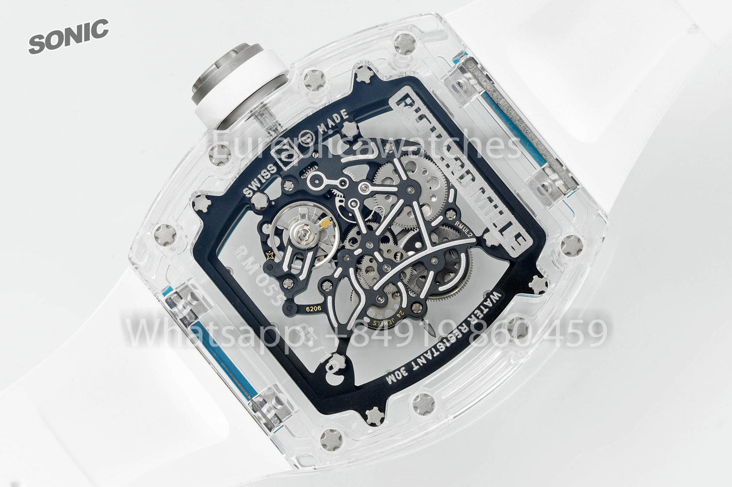 RICHARD MILLE RM055 AET REMOULD Branco Azul cinturino versão melhor 1:1 Sonic Fabbrica