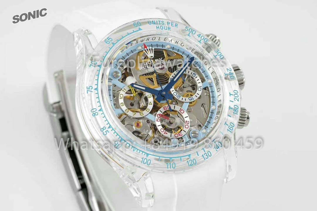 Rolex Ice Blue Skeleton Daytona versione migliore 1:1 Sonic Fabbrica Custom Edition