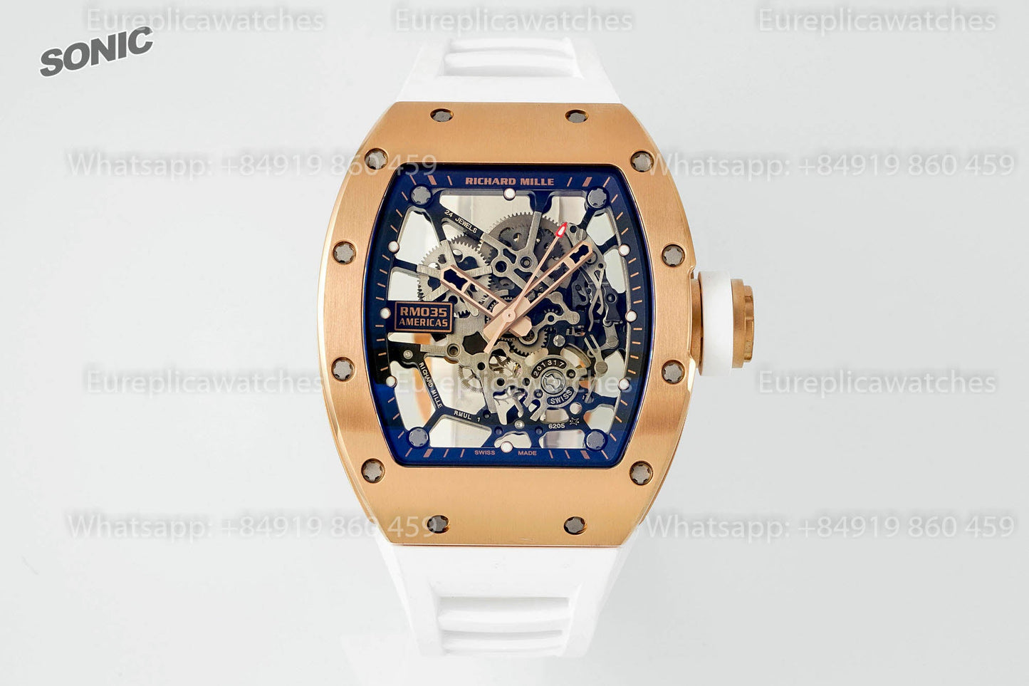 Richard Mille RM035 Americas Gold Toro versione migliore 1:1 Sonic Fabbrica V4 White cinturino