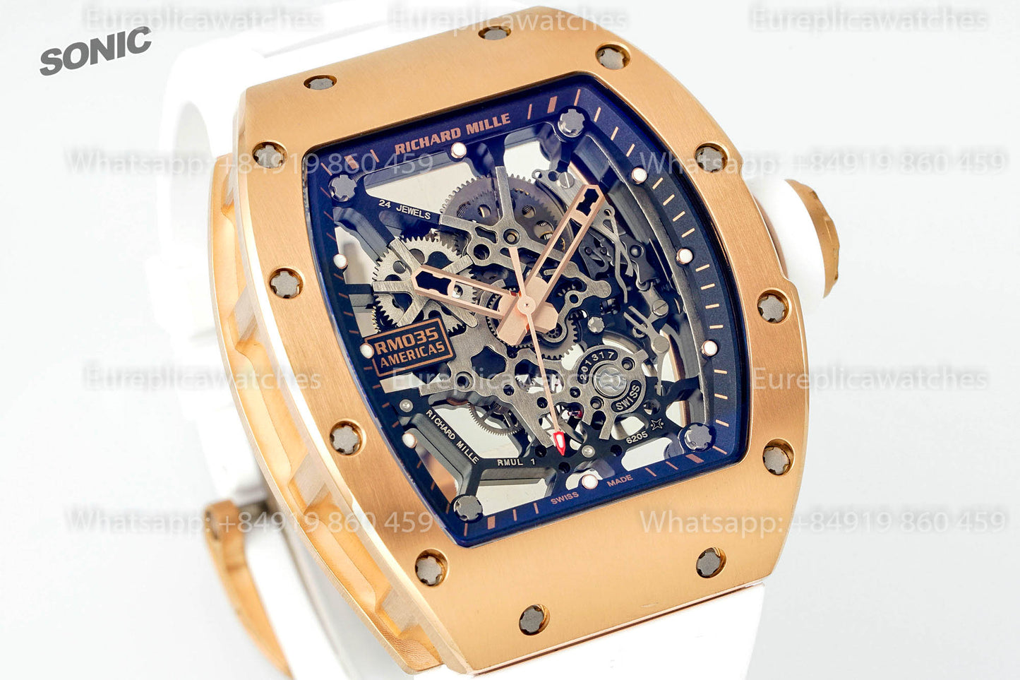 Richard Mille RM035 Americas Gold Toro versione migliore 1:1 Sonic Fabbrica V4 White cinturino