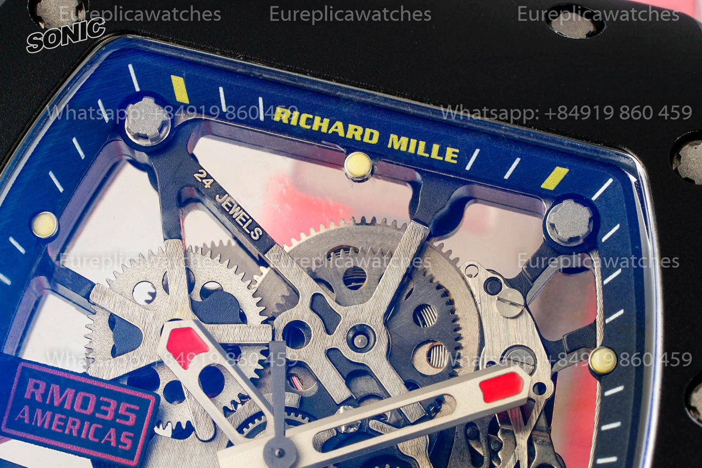 Richard Mille RM035 Americas Black Toro versione migliore 1:1 Sonic Fabbrica V4 Pink cinturino