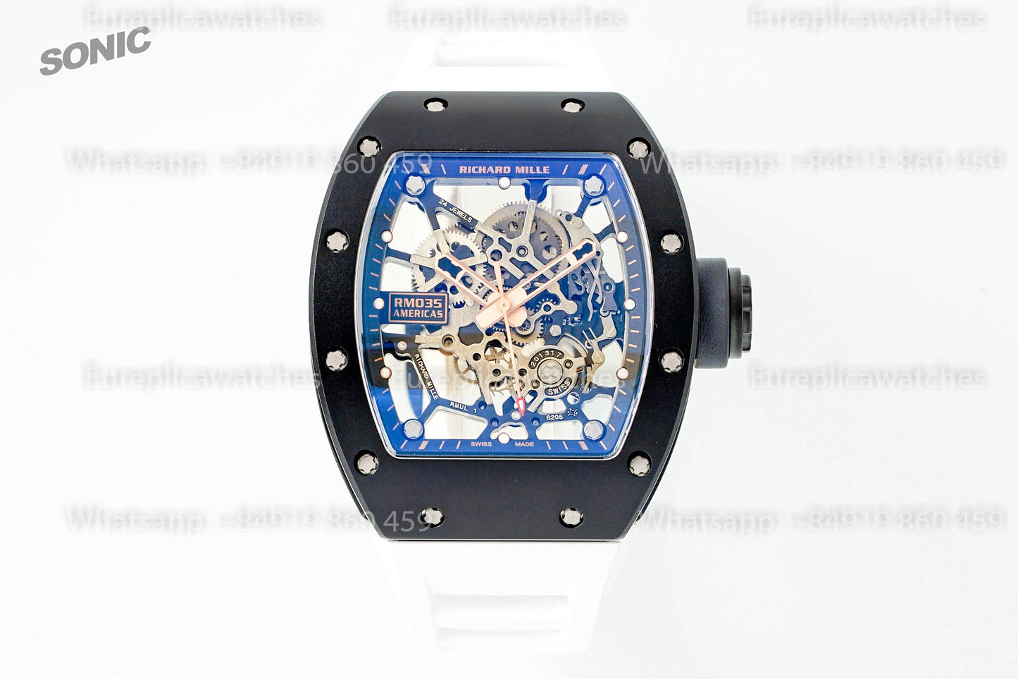 Richard Mille RM035 Americas Black Toro versione migliore 1:1 Sonic Fabbrica V4 White cinturino