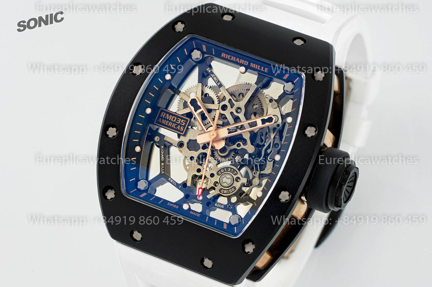 Richard Mille RM035 Americas Black Toro versione migliore 1:1 Sonic Fabbrica V4 White cinturino
