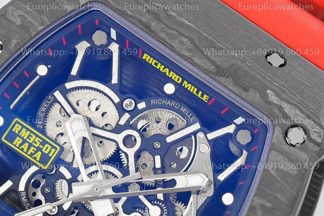 Richard Mille RM35-01 Black Carbon versione migliore 1:1 Red Rubber cinturino ZF Fabbrica