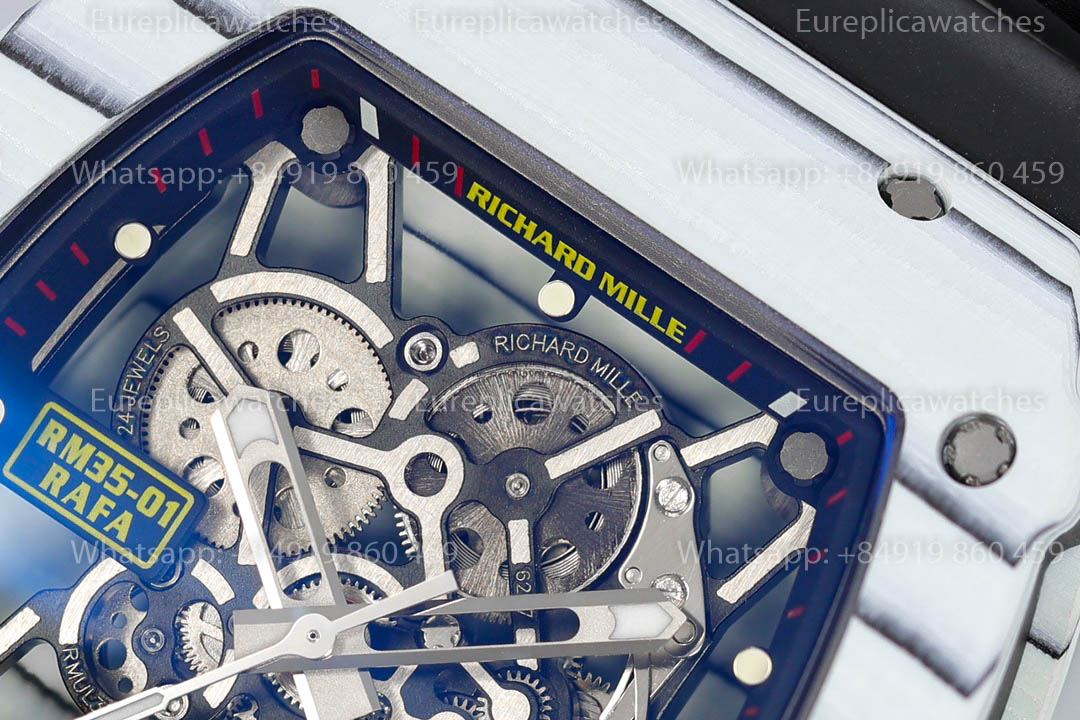 Richard Mille RM35-01 White Carbon versione migliore 1:1 Black Rubber cinturino ZF Fabbrica