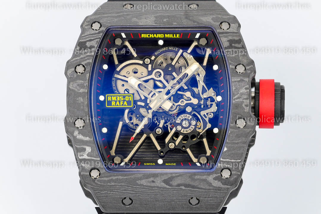 Richard Mille RM35-01 Black Carbon versione migliore 1:1 Black Rubber cinturino ZF Fabbrica