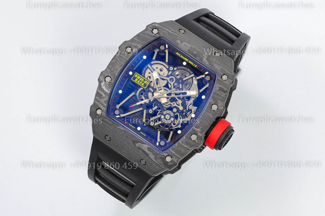 Richard Mille RM35-01 Black Carbon versione migliore 1:1 Black Rubber cinturino ZF Fabbrica