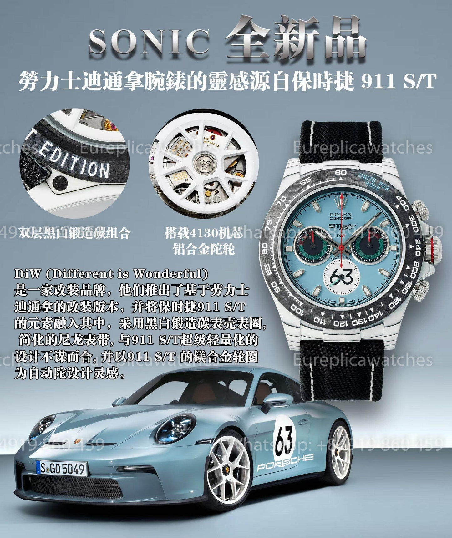 Rolex Daytona Special Edizione 911 S/T Carbonio Cassa versione migliore 1:1 Sonic Fabbrica