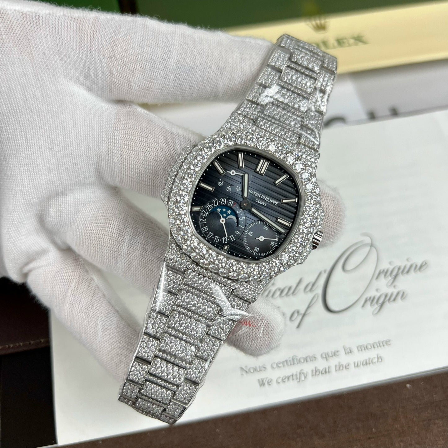 Patek Philippe Nautilus 5712/1A-001 1:1 Best Edition PPF Fabbrica V2 Blue Dial Custom Moissanite