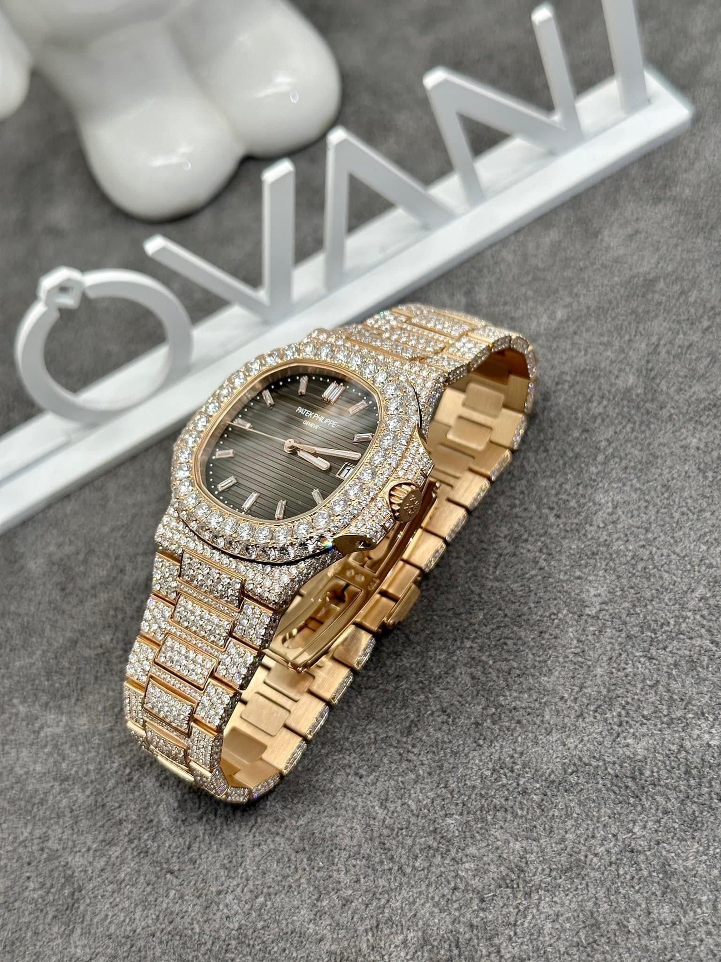 Patek Philippe Nautilus 5711 from 3K Fabbrica and custom Moissanite