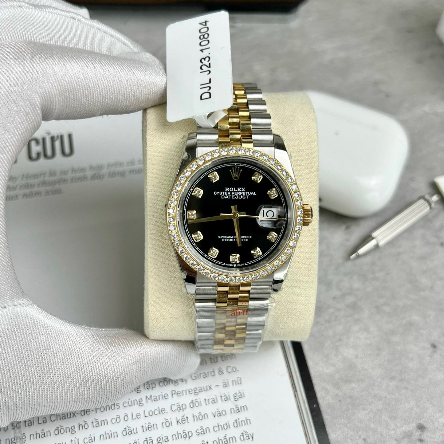 Rolex Datejust 36mm Diamonds 126283RBR 18k yellow Oro and moissanite