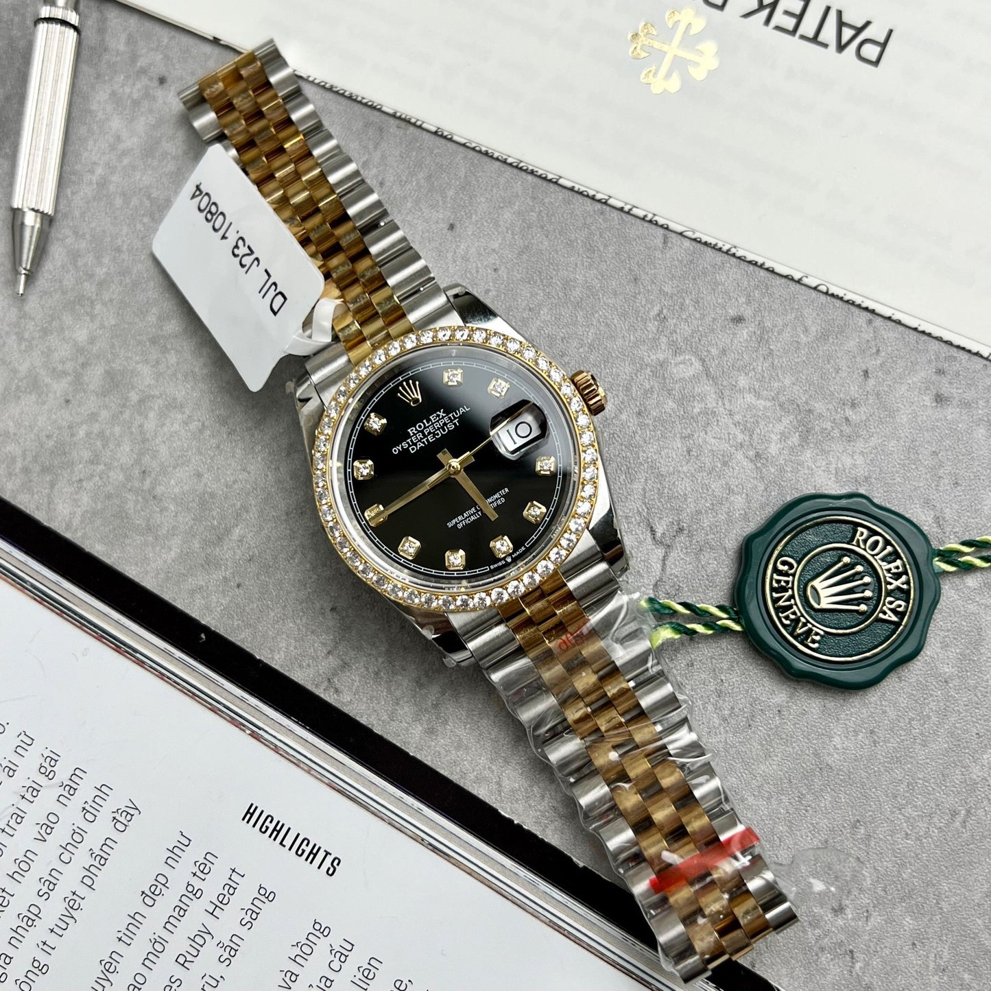 Rolex Datejust 36mm Diamonds 126283RBR 18k yellow Oro and moissanite