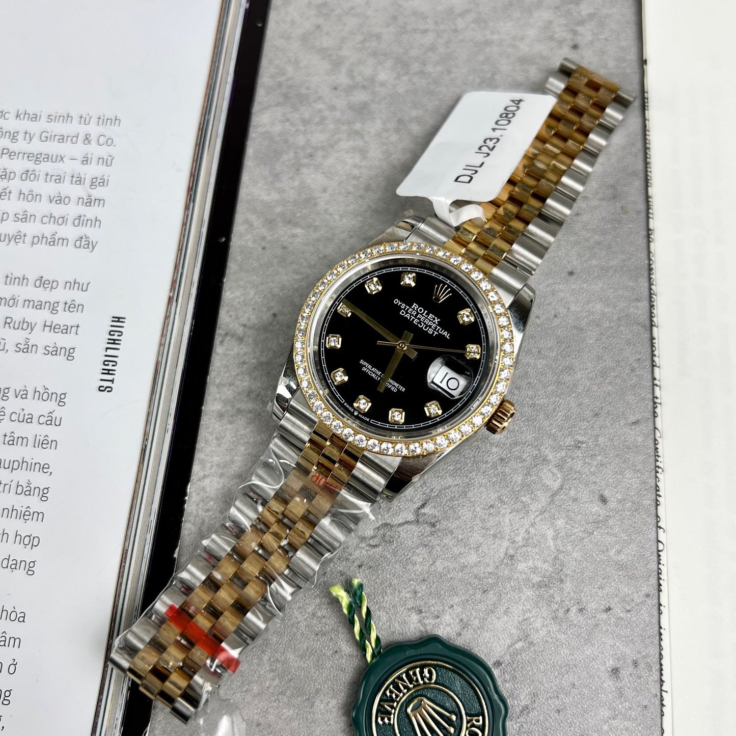 Rolex Datejust 36mm Diamonds 126283RBR 18k yellow Oro and moissanite