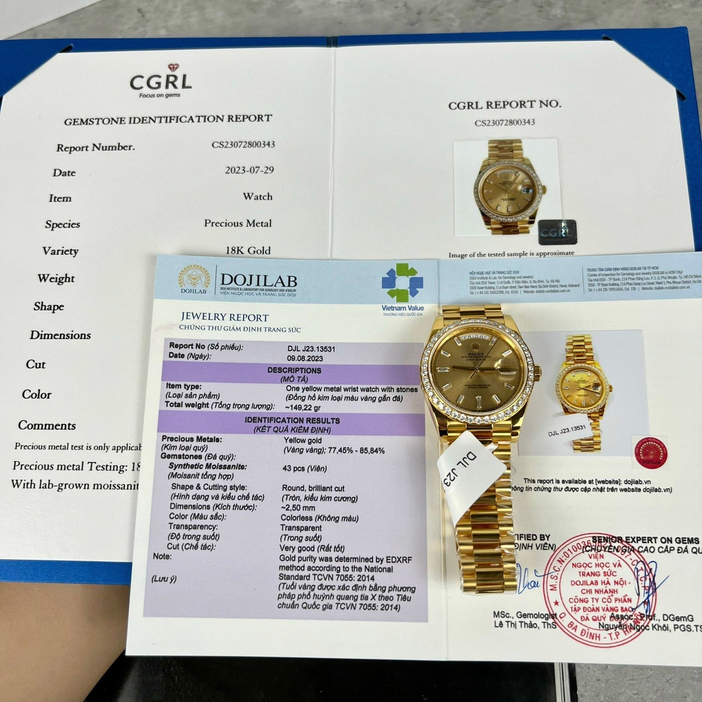 Rolex Day-Date 40 228238 Champage quadrante Oro preenchido 18k Moissanite lunetta