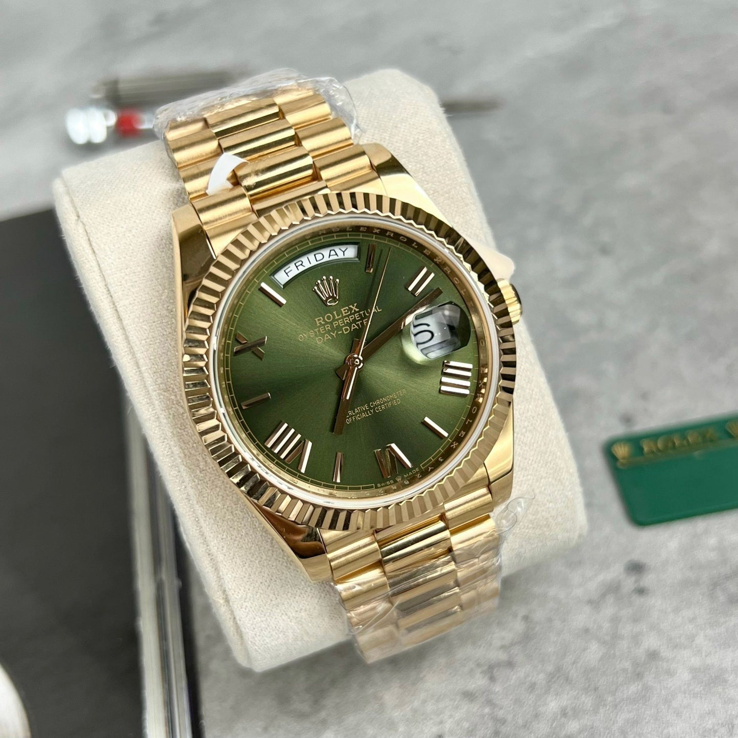 Rolex Day-Date 40 228235 Oro Filled 18k with 167 gram peso quadrante verde