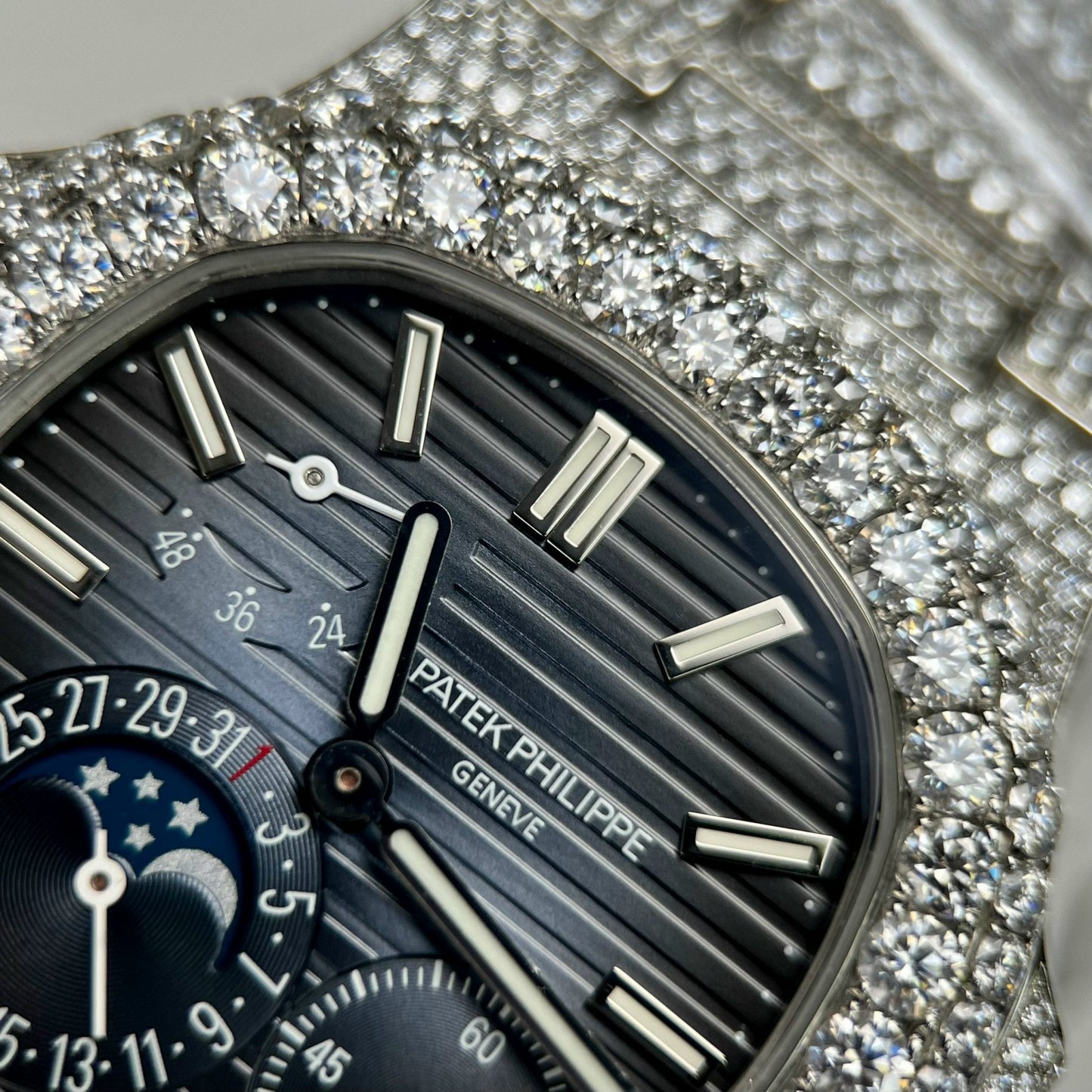 Patek Philippe Nautilus 5712/1A-001 PPF Fabbrica V2 Blue Dial custom full Moissanite