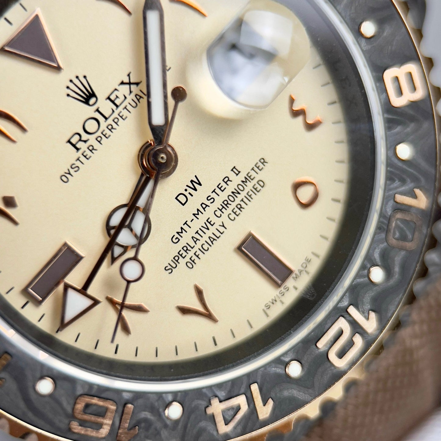Rolex GMT-MASTER II Diw arabic eagle 1:1 edizione migliore Brown Fabric cinturino