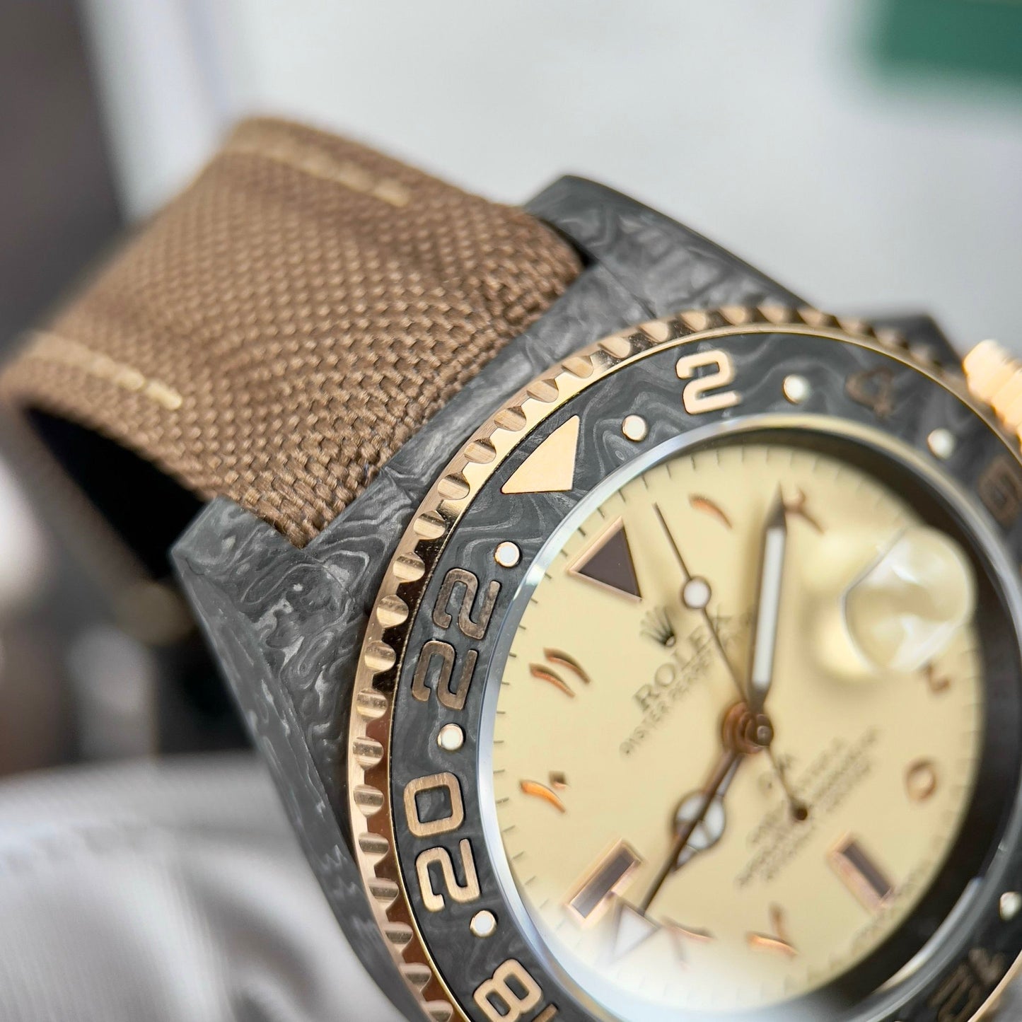 Rolex GMT-MASTER II Diw arabic eagle 1:1 edizione migliore Brown Fabric cinturino