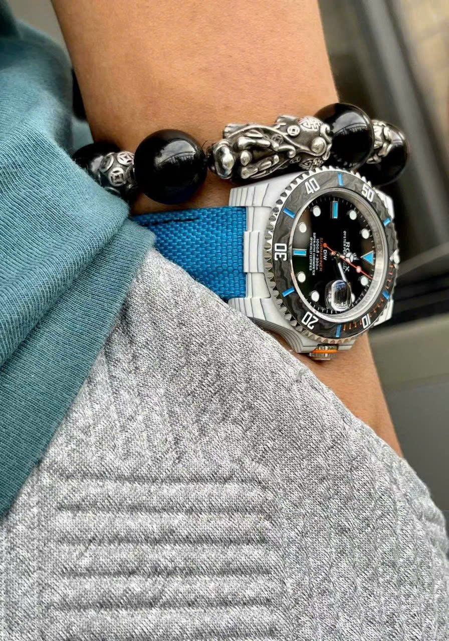 Rolex Submariner custom Diw 1:1 edizione migliore Blu Fabric cinturino quadrante nero