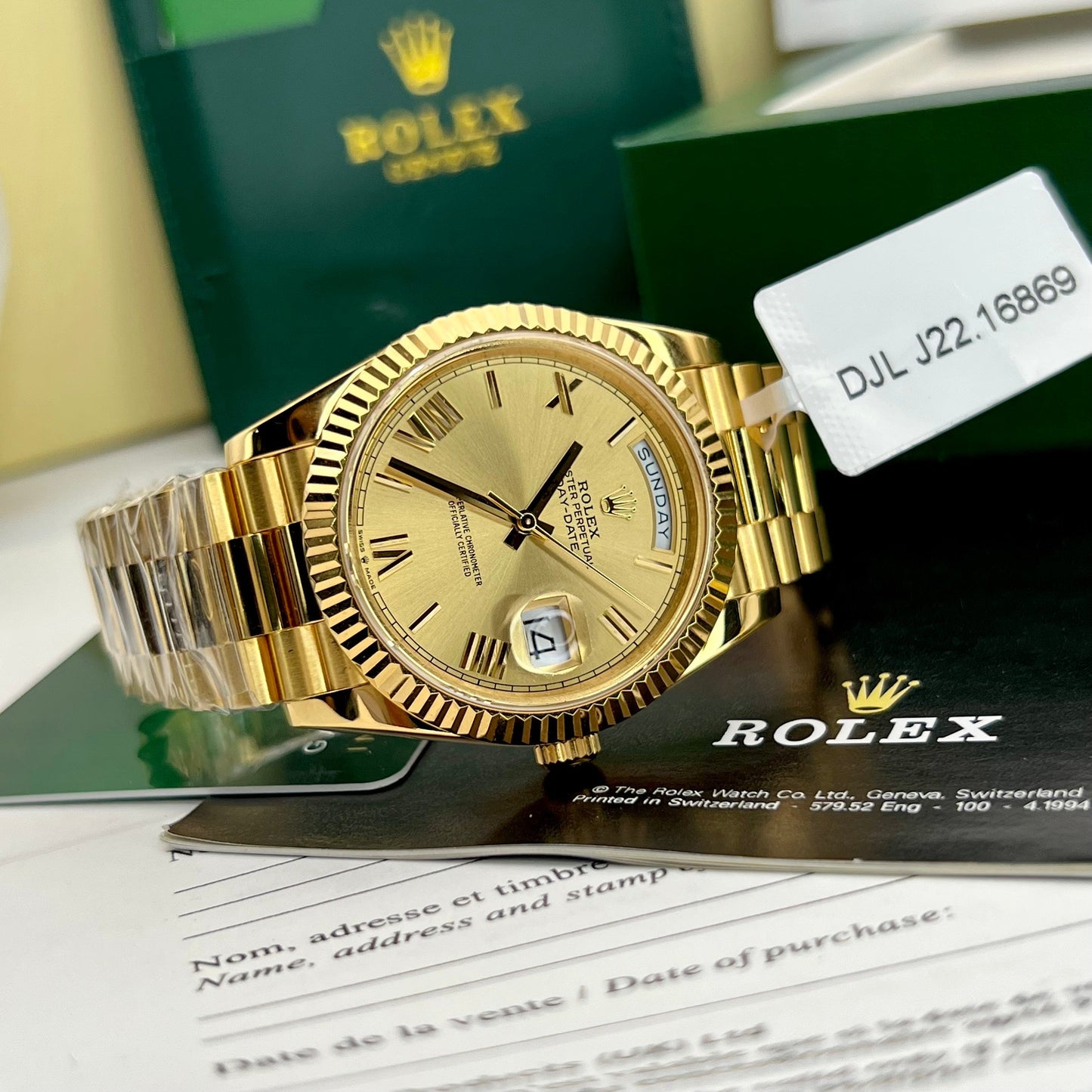 Rolex Day-Date 40 Men's Watch 228238-0006 coated 18k yellow Oro Best 1:1 Edizione