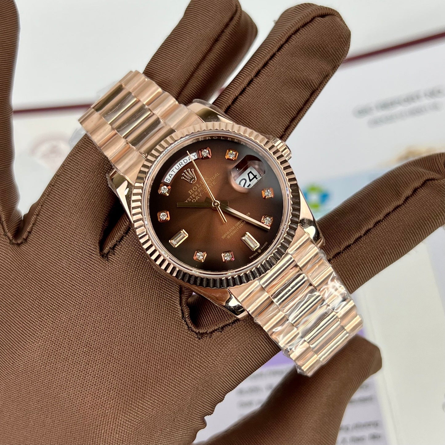 Rolex Day-Date 36 128235-0037 36mm 18k Rosa Oro coated