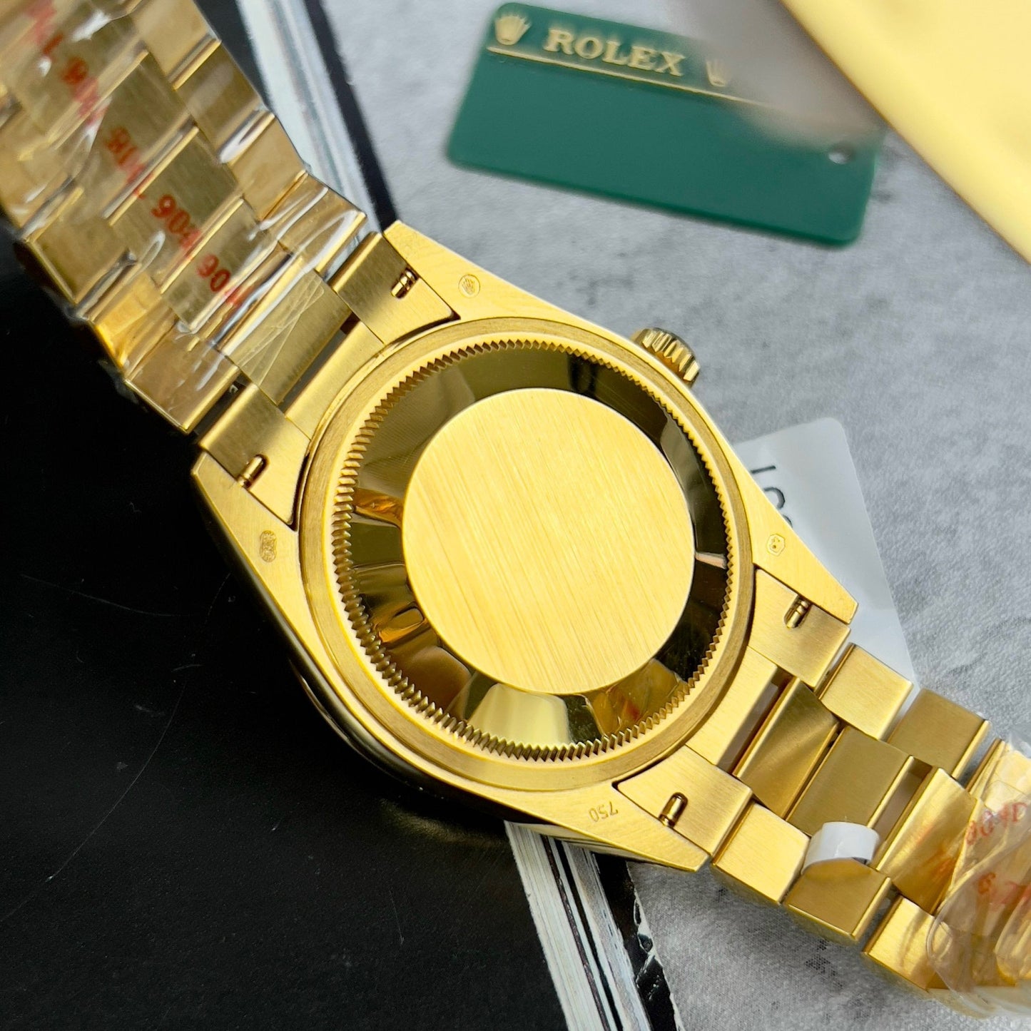 Rolex Day-Date 128238-0008 Watch 36mm coated 18k with lunetta Moissanite