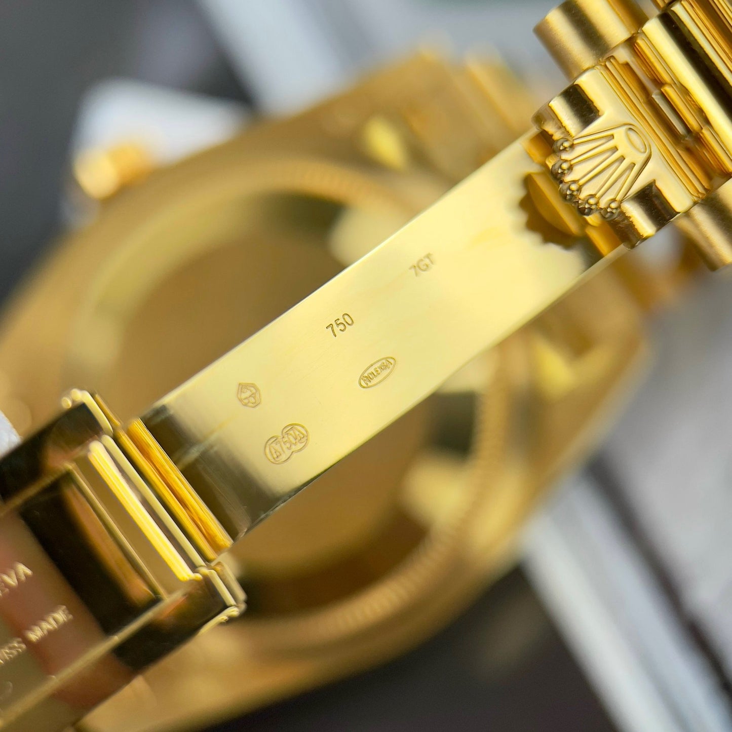 Rolex Day-Date 128238-0008 Watch 36mm coated 18k with lunetta Moissanite