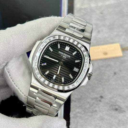 Patek Philippe Nautilus 5711 Mejor Edición 1:1 PPF Fabbrica Esfera negra personalizada Diamantes Moissanita