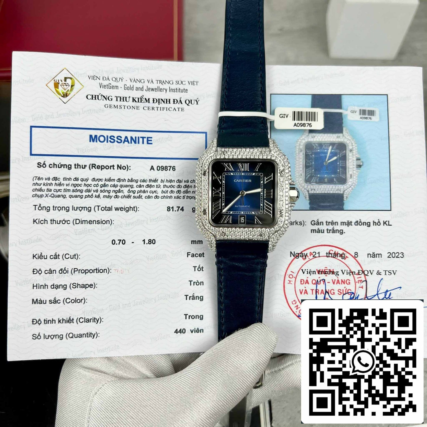 Cartier - Santos De Cartier - Acciaio - Custom Diamond-Set - quadrante azul BV Fabbrica