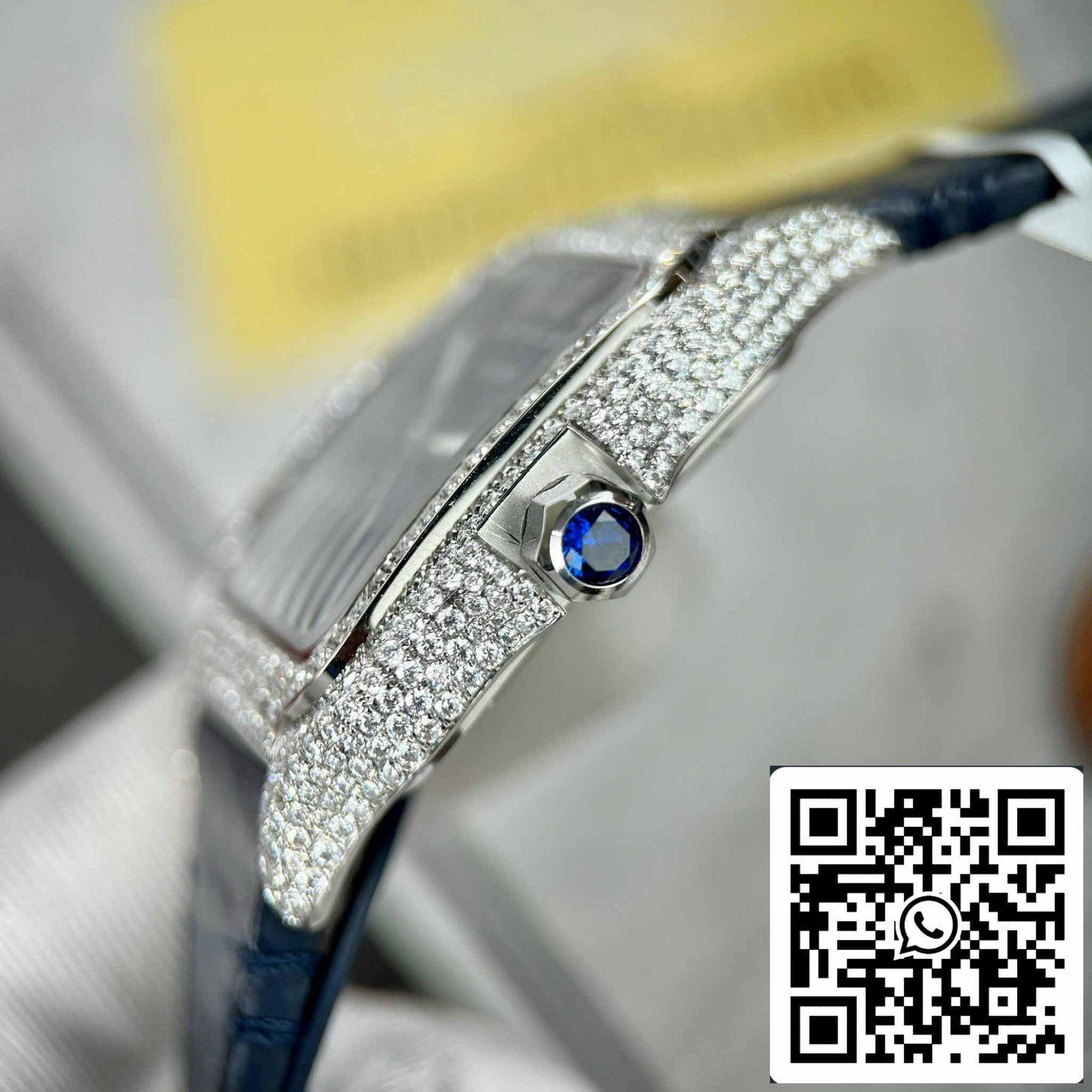 Cartier - Santos De Cartier - Acciaio - Custom Diamond-Set - quadrante azul BV Fabbrica