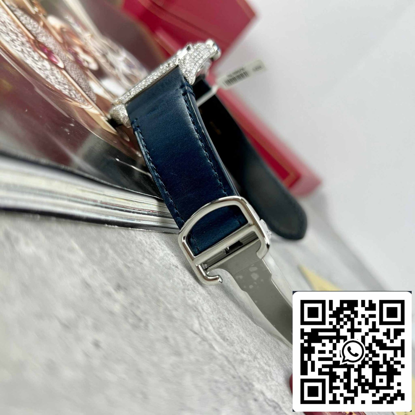 Cartier - Santos De Cartier - Acciaio - Custom Diamond-Set - quadrante azul BV Fabbrica