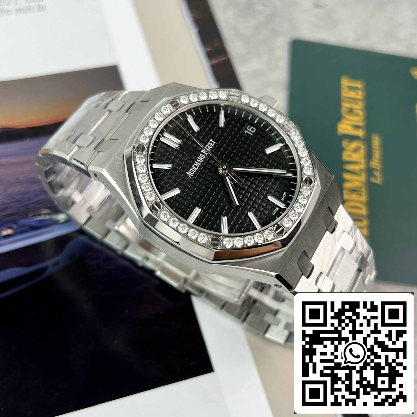 replica Audemars Piguet Royal Oak 15400ST.OO.1220ST.01 Custom Moissanite Diamonds