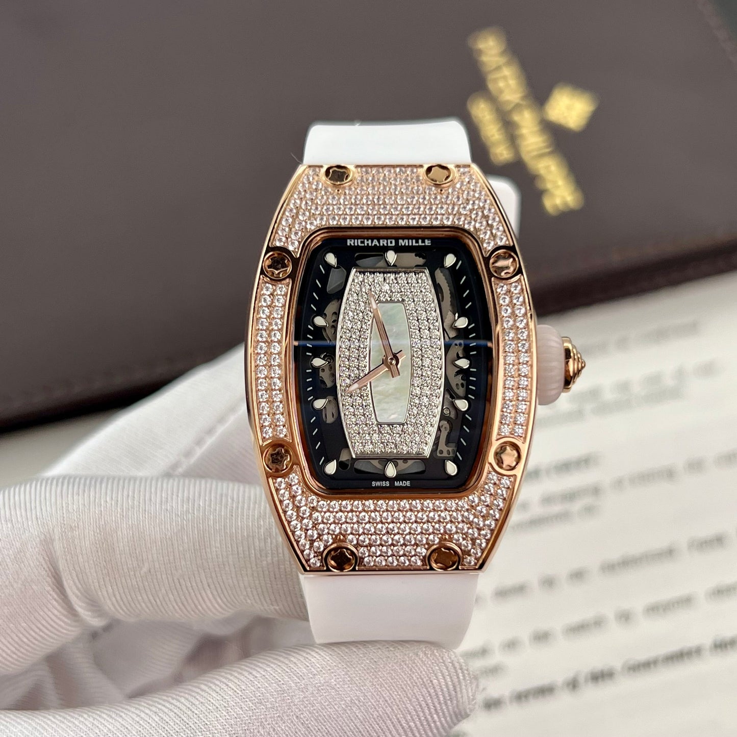 Richard Mille RM 07-01 1:1 Best Edition RM Fabbrica custom full diamonds case