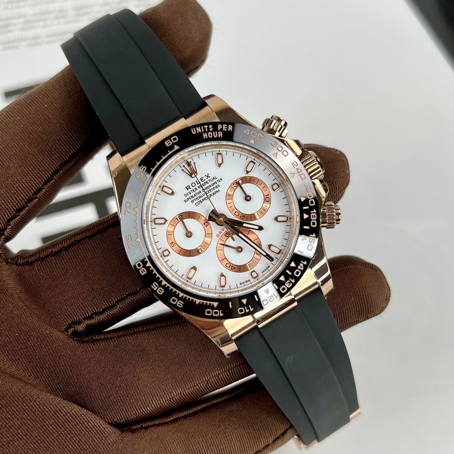 Rolex Daytona M116505-0010 1:1 edição melhor BT Fabbrica Rosa Oro Gomma cinturino