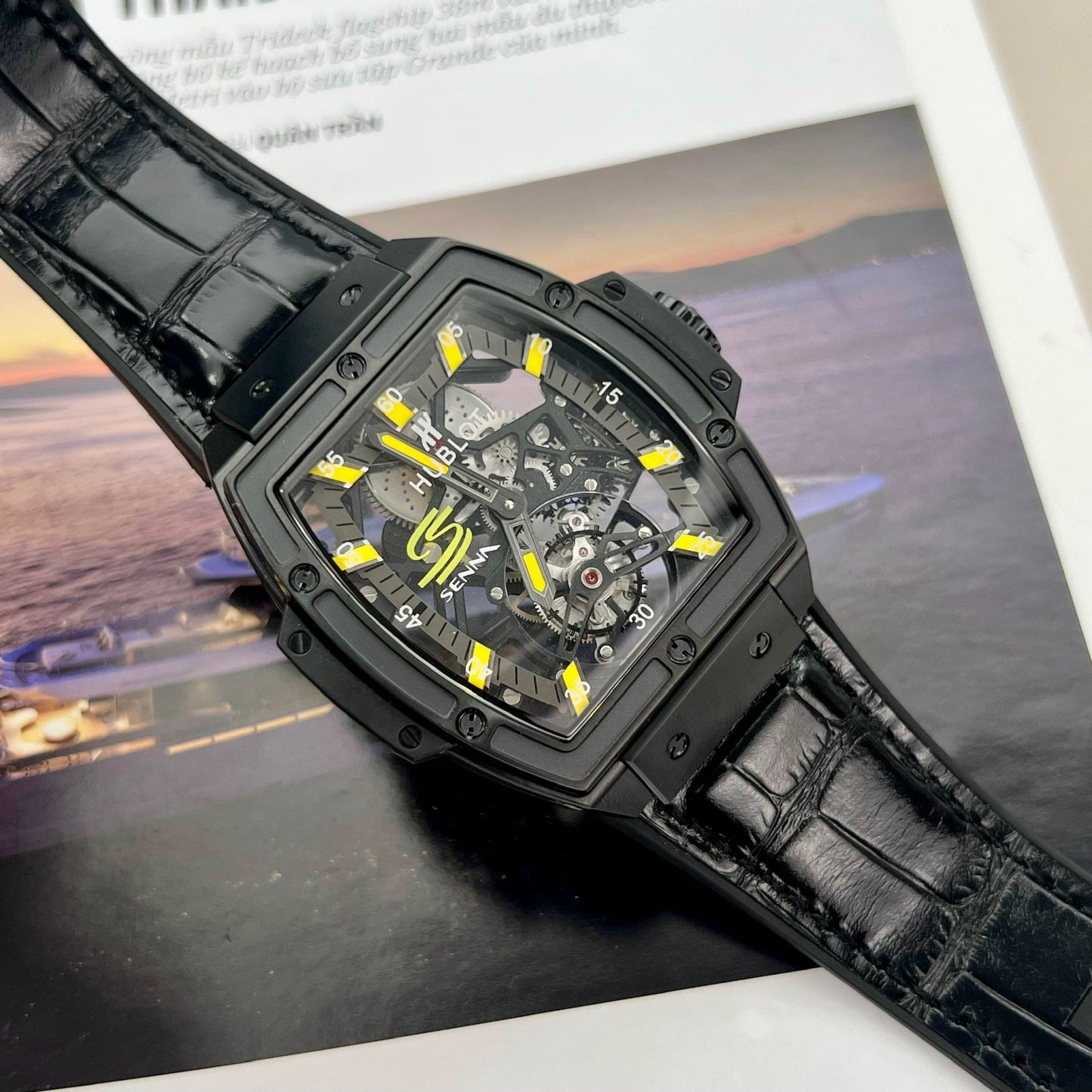 Réplica del Hublot Masterpiece Tourbillon 906.ND.0129.VR.AES12 1:1 Best Edition PVD negro Swiss HUB 9006