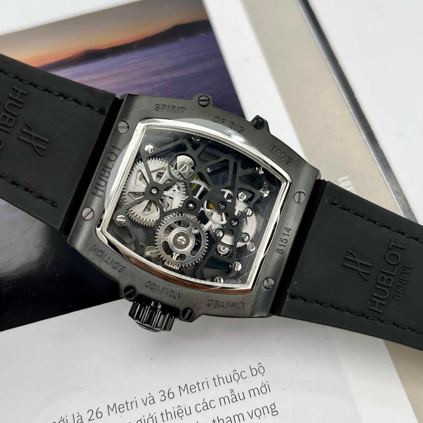 Réplica del Hublot Masterpiece Tourbillon 906.ND.0129.VR.AES12 1:1 Best Edition PVD negro Swiss HUB 9006