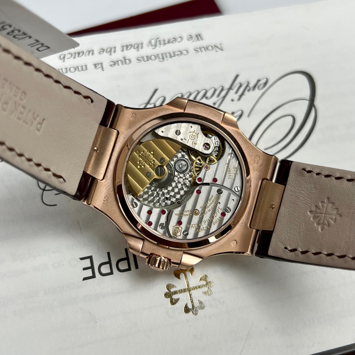 Patek Philippe Nautilus 5712 18k rose gold 1:1 best Edition PPF Fabbrica custom Ruby Stone
