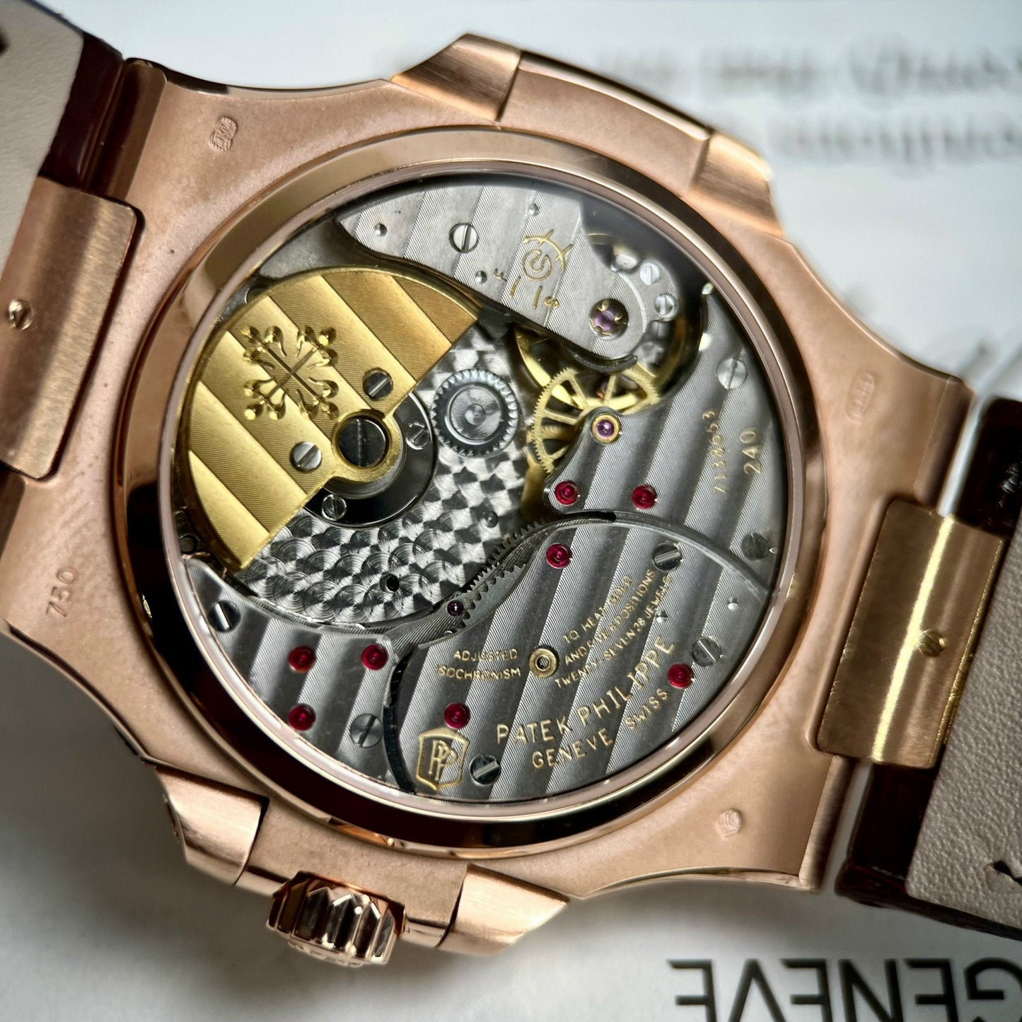 Patek Philippe Nautilus 5712 18k rose gold 1:1 best Edition PPF Fabbrica custom Ruby Stone