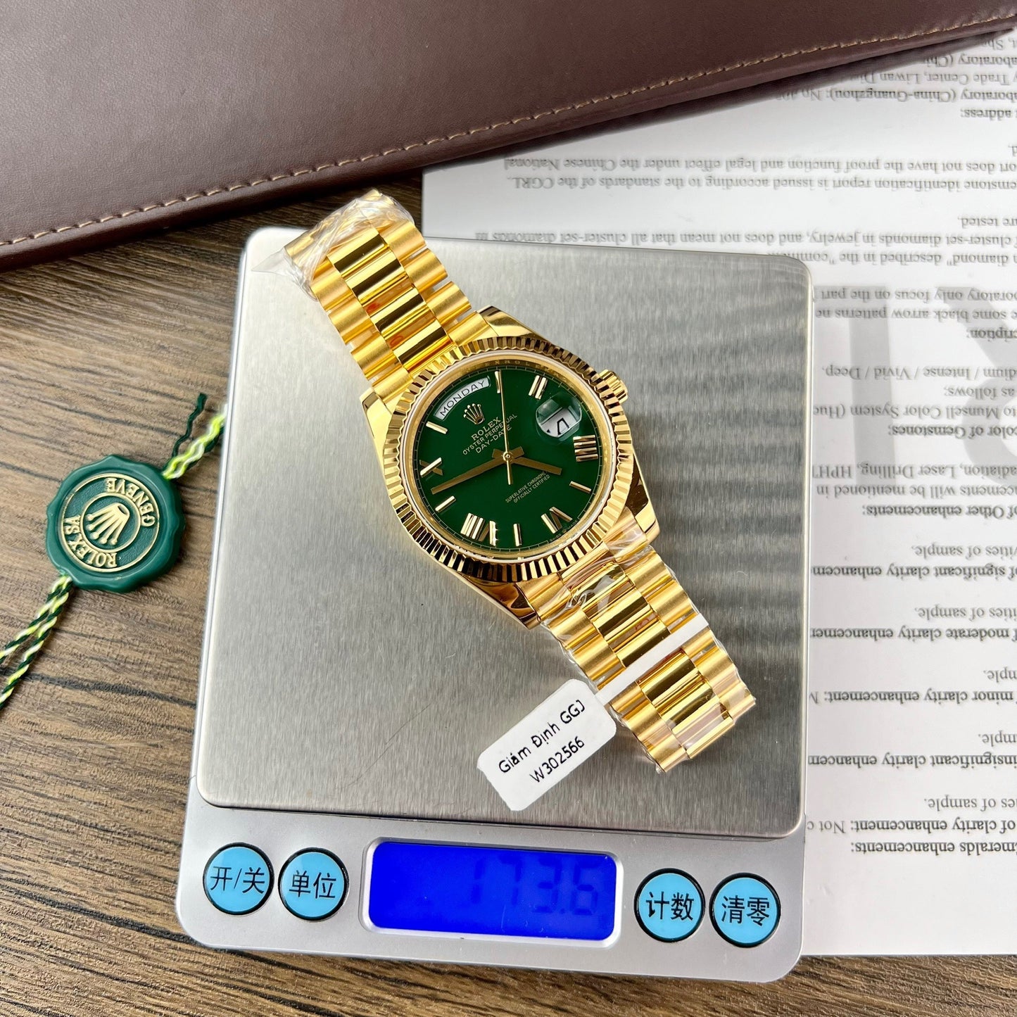 Rolex Day-Date 40 Yellow Oro 228238 Verde Rom 1:1 edizione migliore 175 gram V3 GM Fabbrica CounterWeight Versione